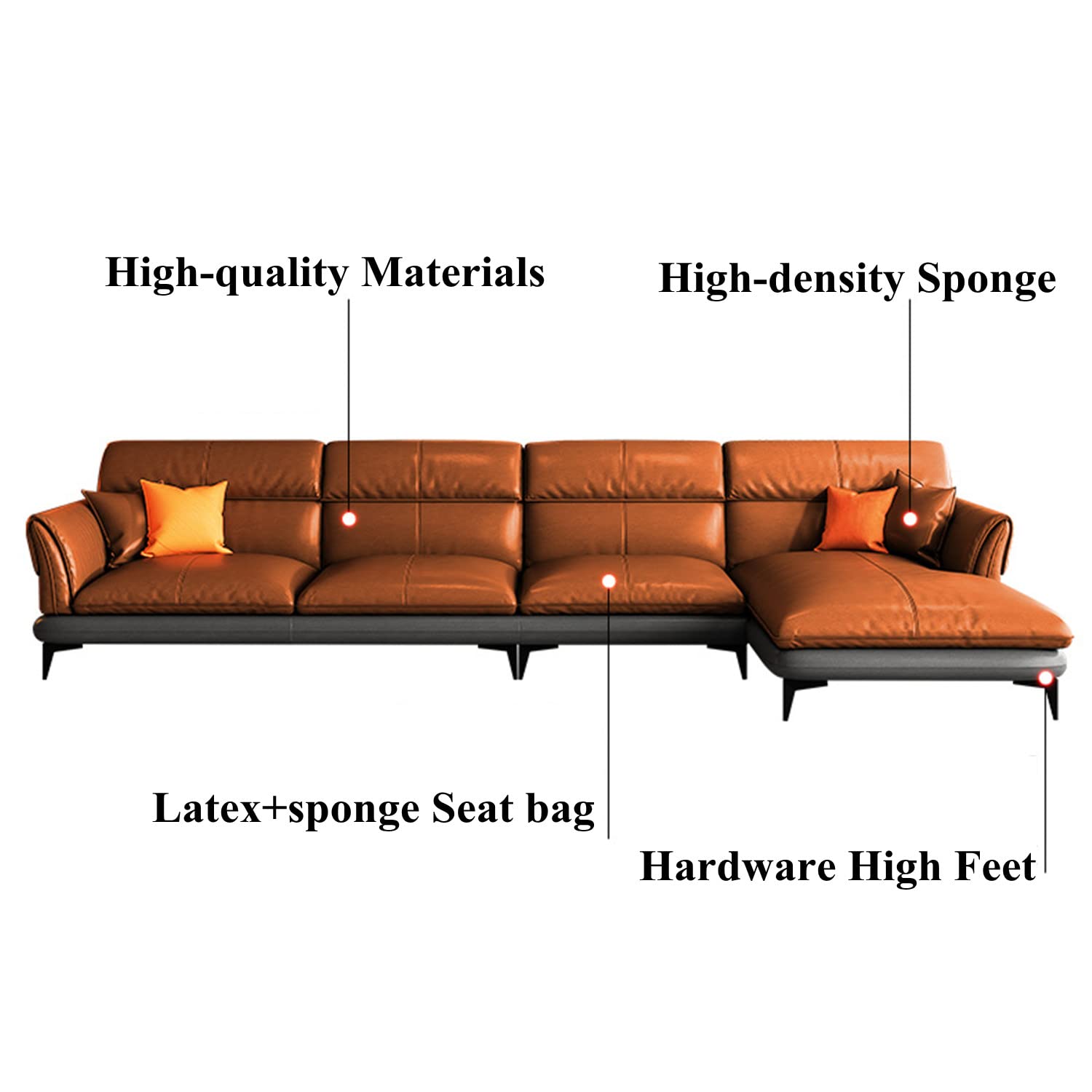 Amazon｜オレンジ色,WTTTTW モダンな革張りのソファソファ、立派